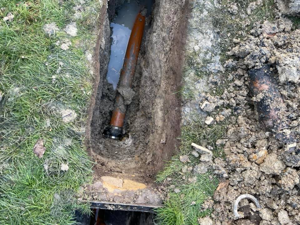 Fully repaired and functioning drainage pipe after emergency excavation in Kent
