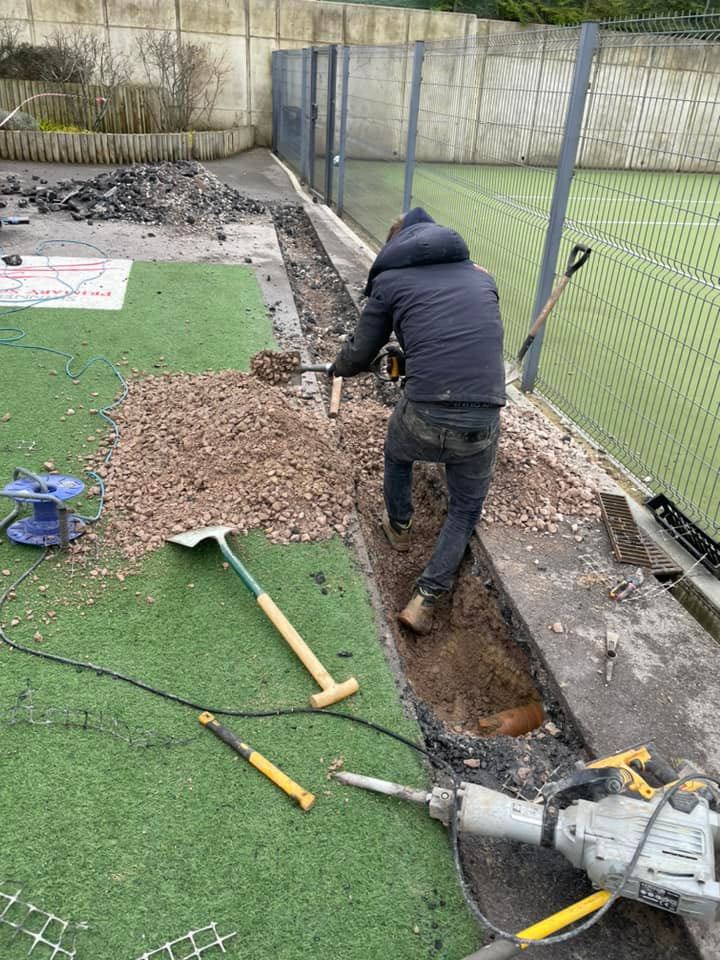 Blocked and damaged external drain line at a local school in Sevenoaks before excavation
